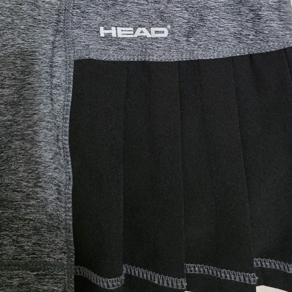 HEAD Womens Large Gray Heather Pleated Tennis Skort Athletic Skirt Zip Pocket